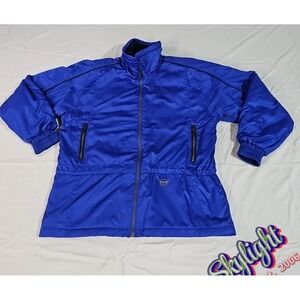 Rawik Women's Blue Outerwear Ski Embroidered Puffer Jacket Size Medium